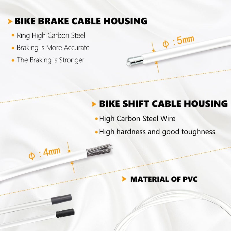 mankk Mannk Universal Bicycle Cable Kit - Shift & Brake Cable Housing with End Caps & O-Rings for Mountain & Road Bike Repair - Image 4